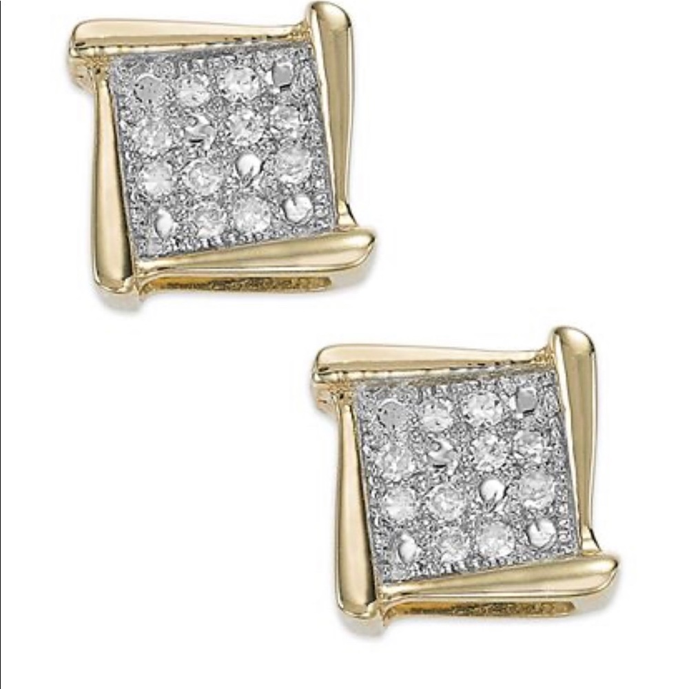 Diamond Accent Square Earrings in 10k yellow gold